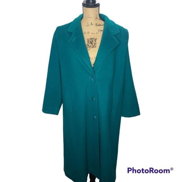 Vintage Jackets & Blazers - Vintage Green Long Wool Peacoat ILGWU USA made